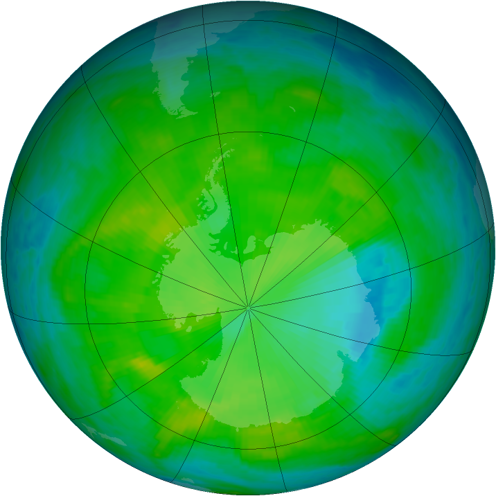 Antarctic ozone map for 07 December 1985